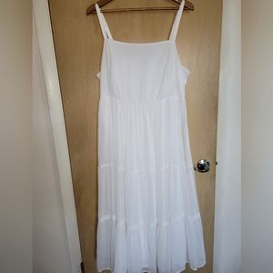 TORRID Tiered Midi Dress with Gold Pinstripes